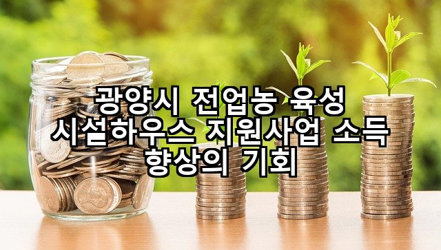 광양시 전업농 육성 시설하우스 지원사업 소득 향상의 기회