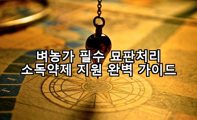 벼농가 필수 묘판처리 소독약제 지원 완벽 가이드